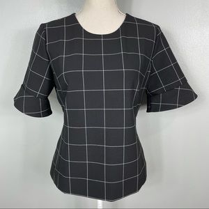 Ann Taylor || Black with White Grid Blouse